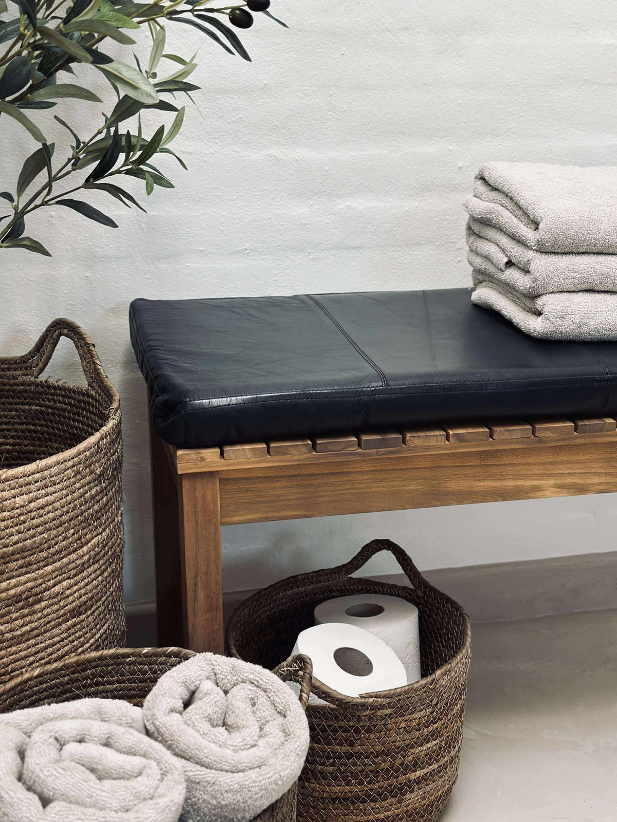 Coussin en cuir Tokyo - 140 cm Noir