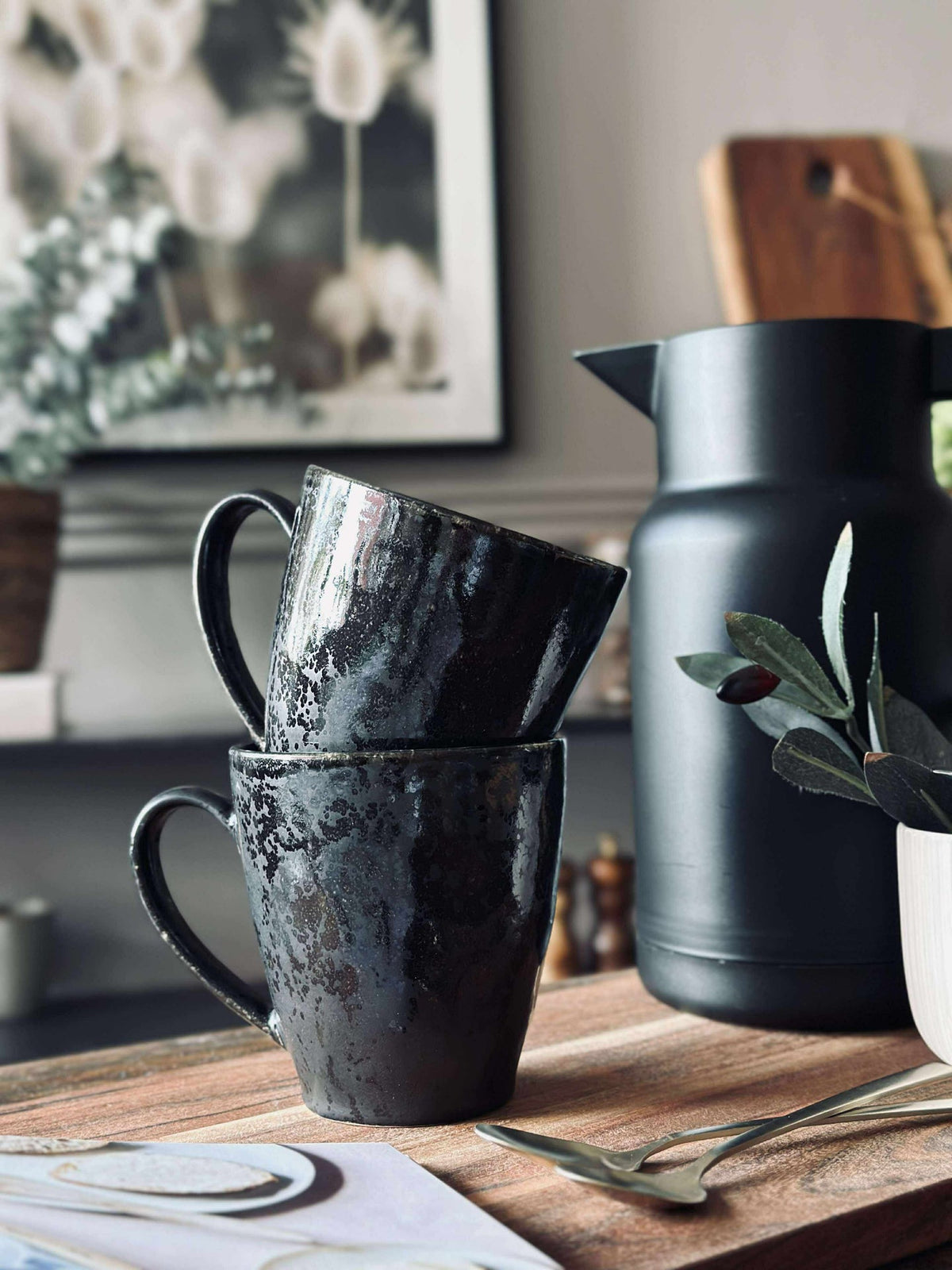 Mug XL avec anse en grès – Noir mat