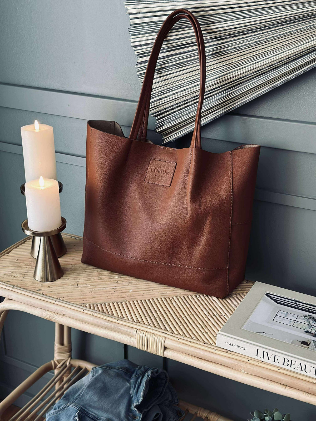Shopper Daily en cuir souple - Cognac