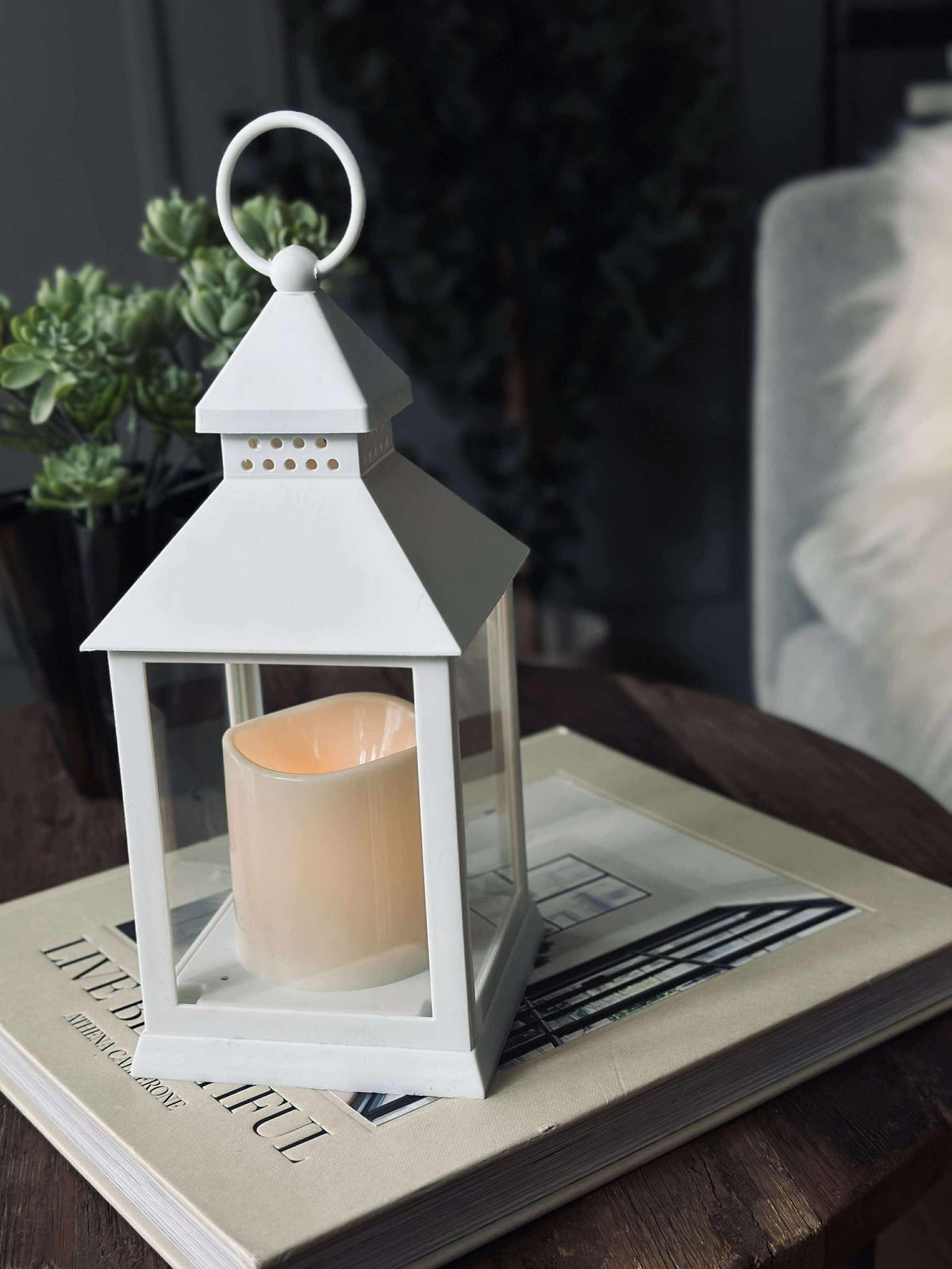 Lanterne avec minuterie - White