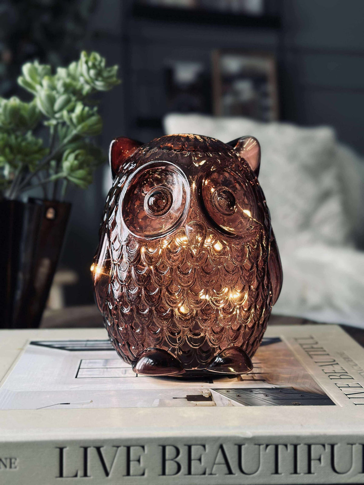 Hibou avec lumière LED et minuterie - Large
