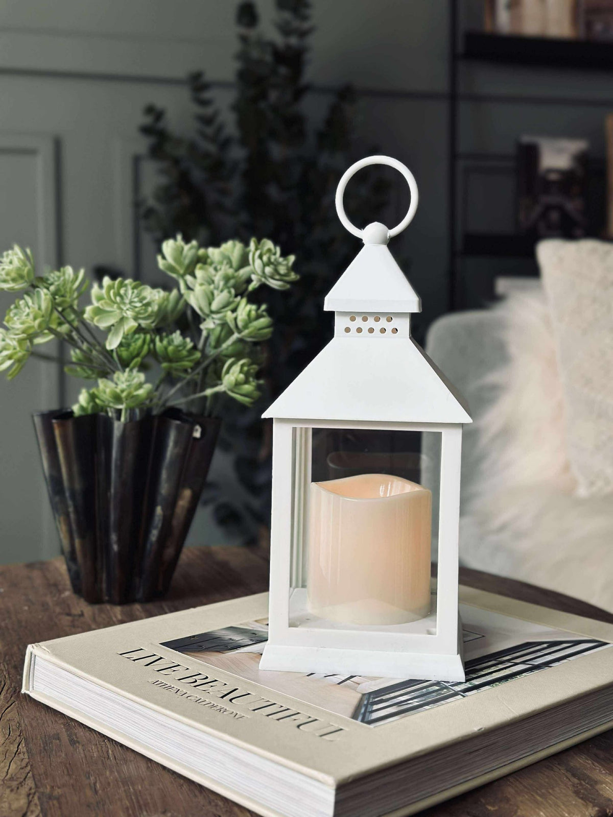 Lanterne avec minuterie - White