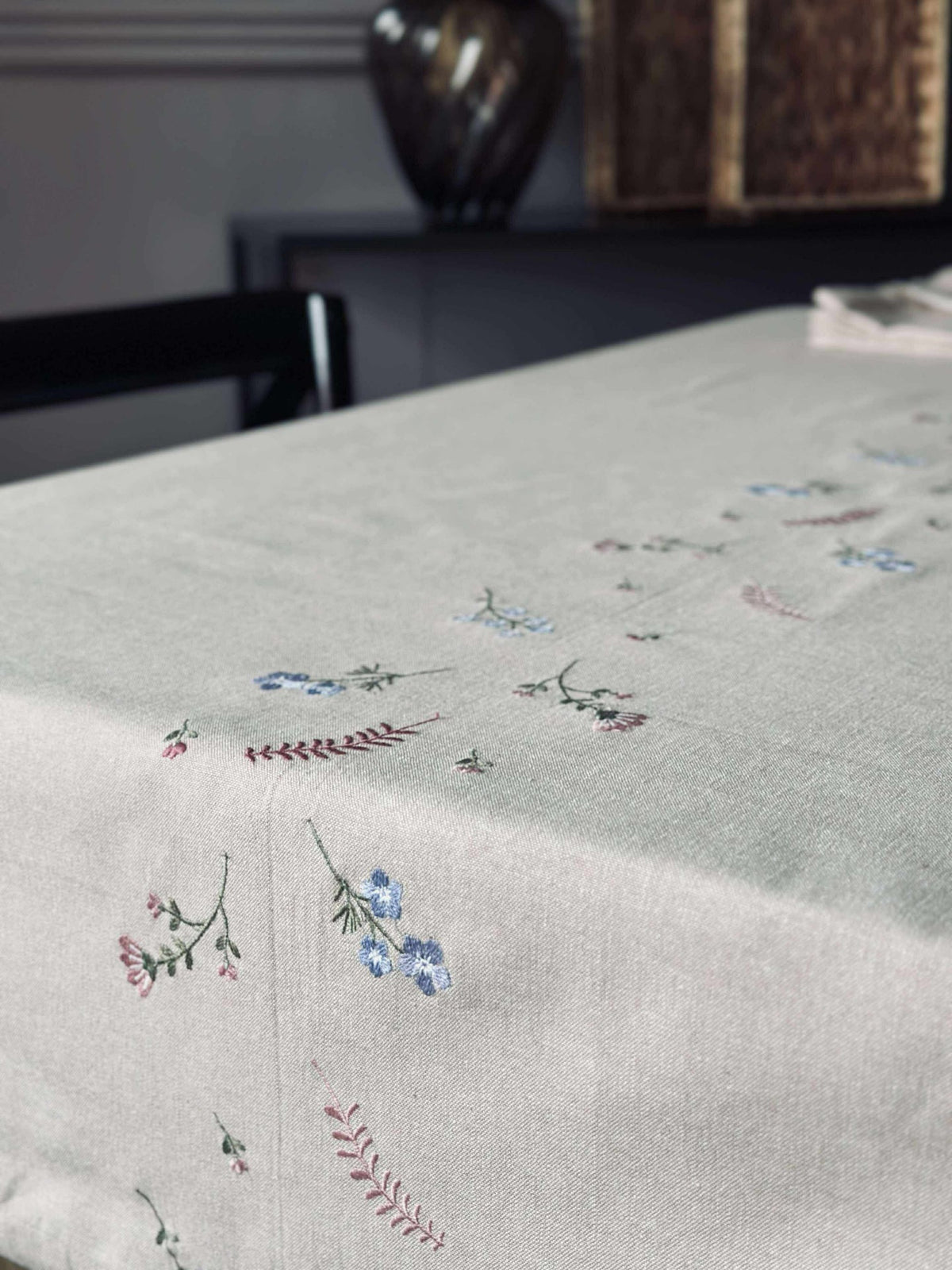 Nappe flower broderie - Effet lin