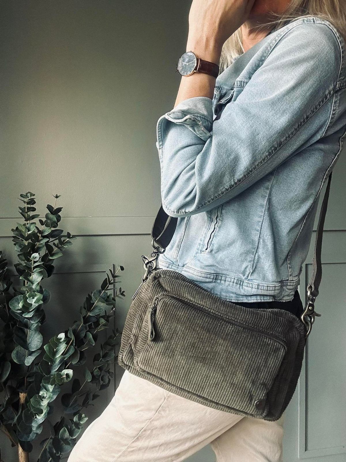 Crossbody Army en velours côtelé