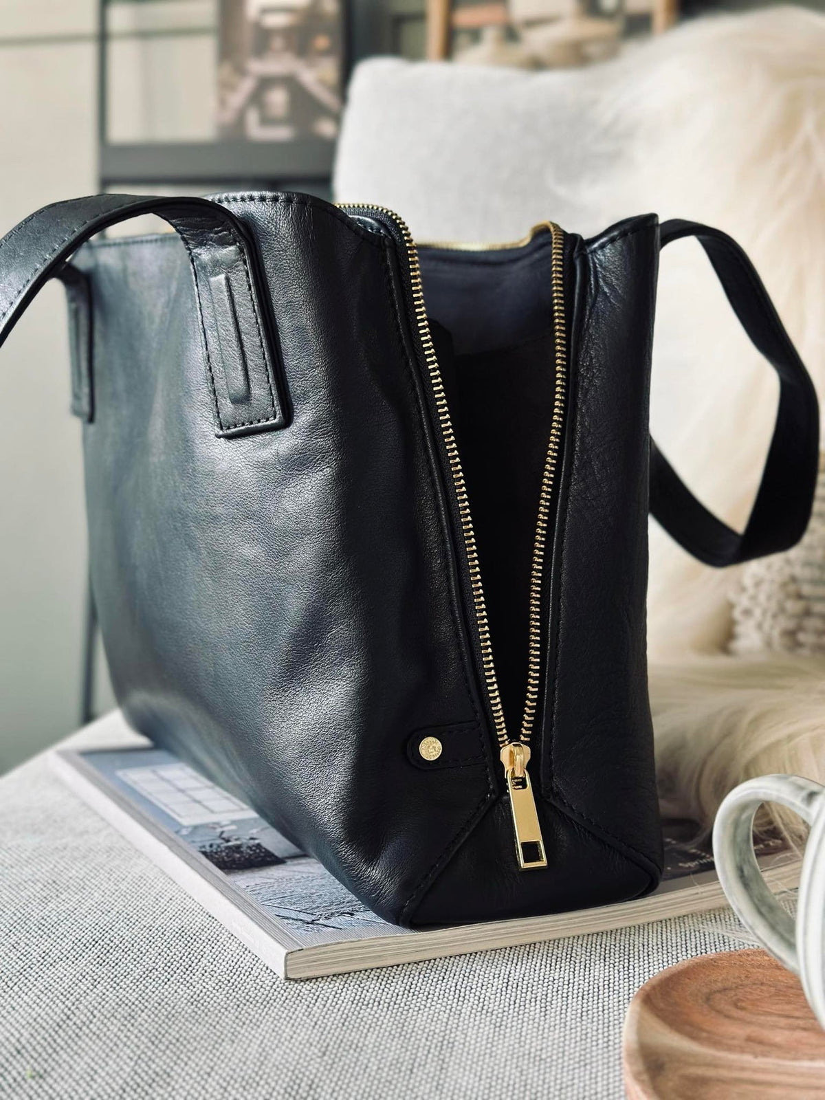 Sac bandoulière - Black leather