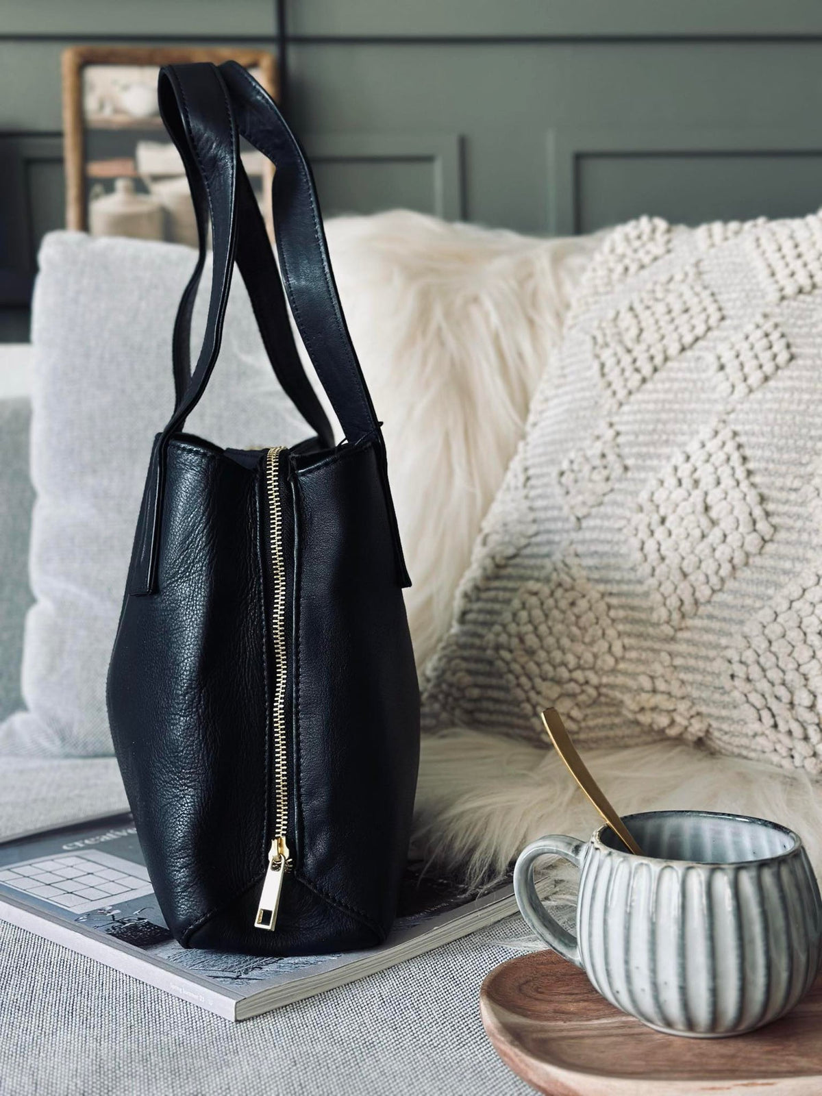 Sac bandoulière - Black leather