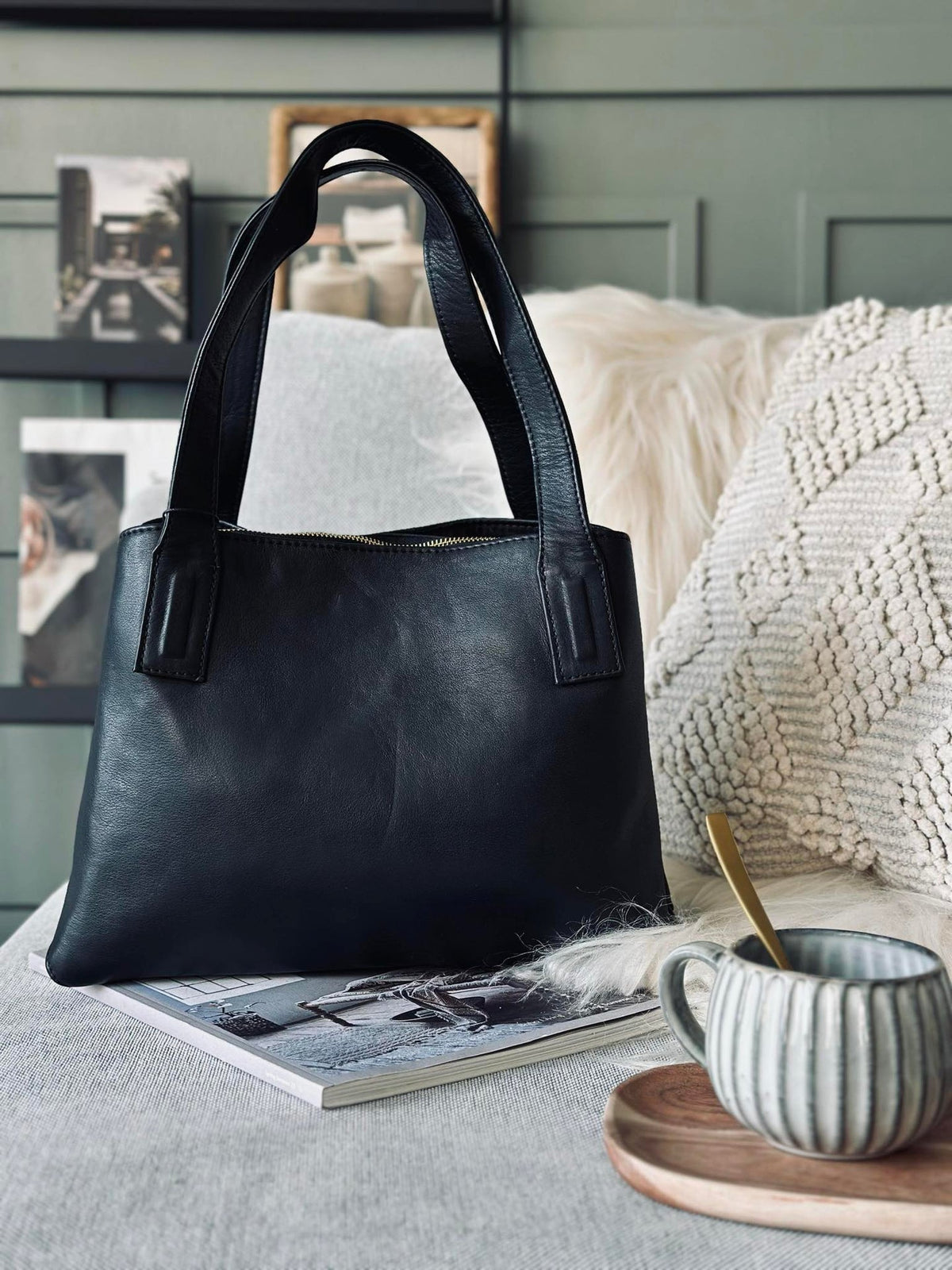 Sac bandoulière - Black leather