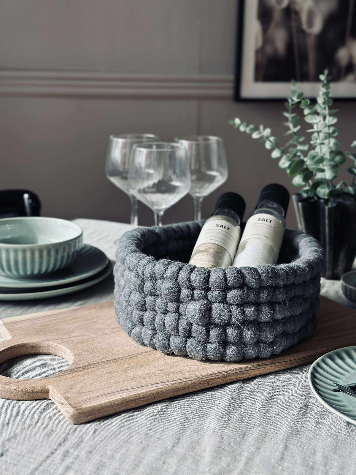 Panier en laine - Gris