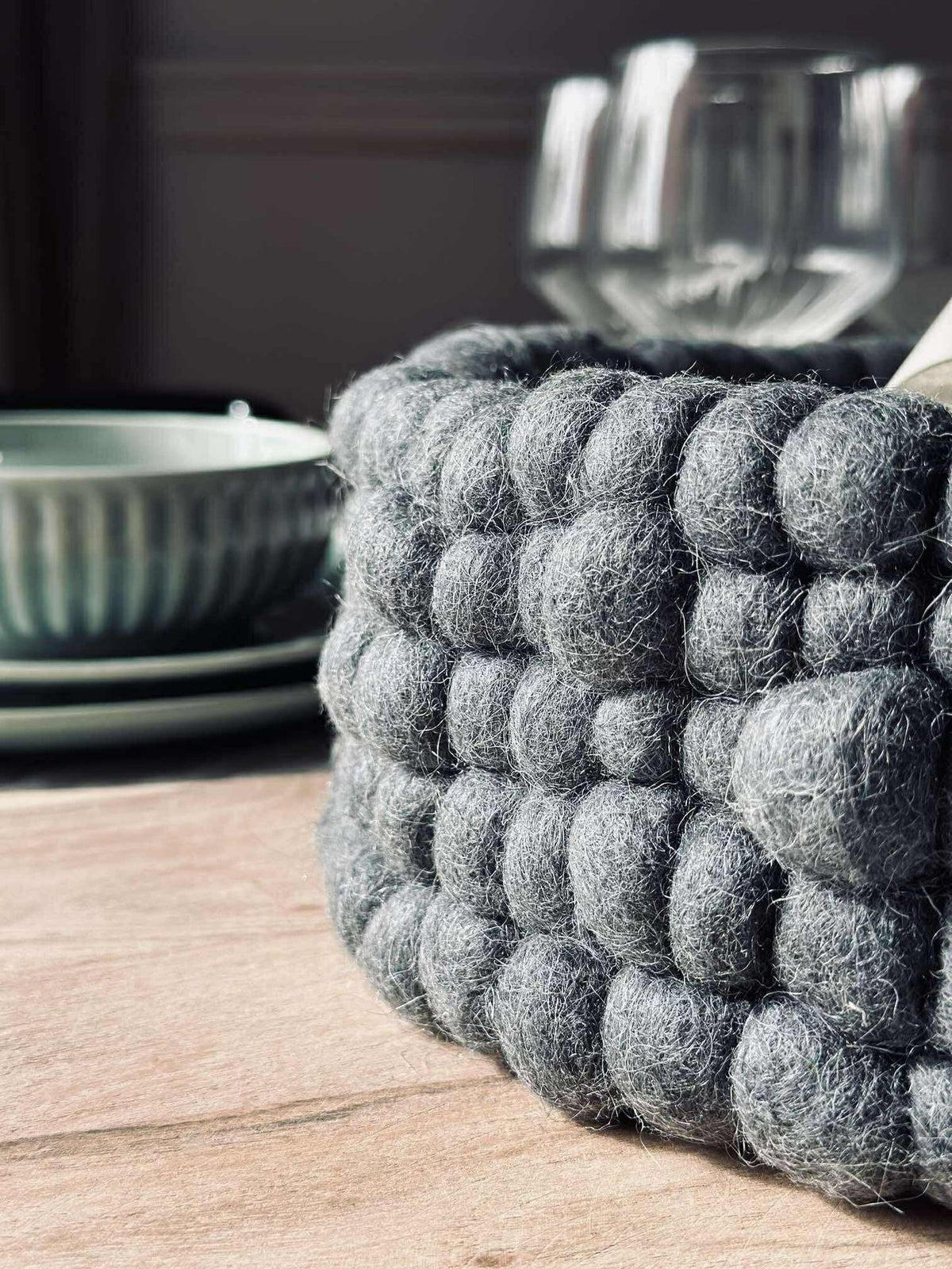 Panier en laine - Gris