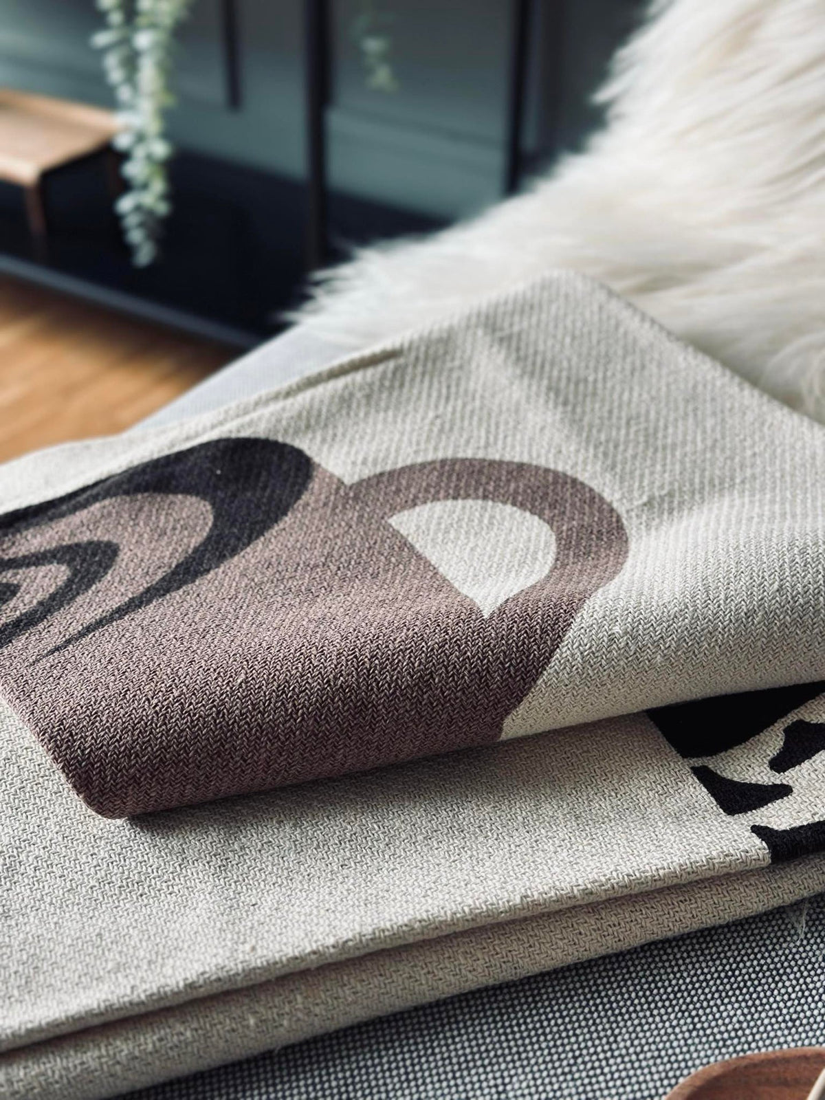 Plaid en coton recyclé - Coffee