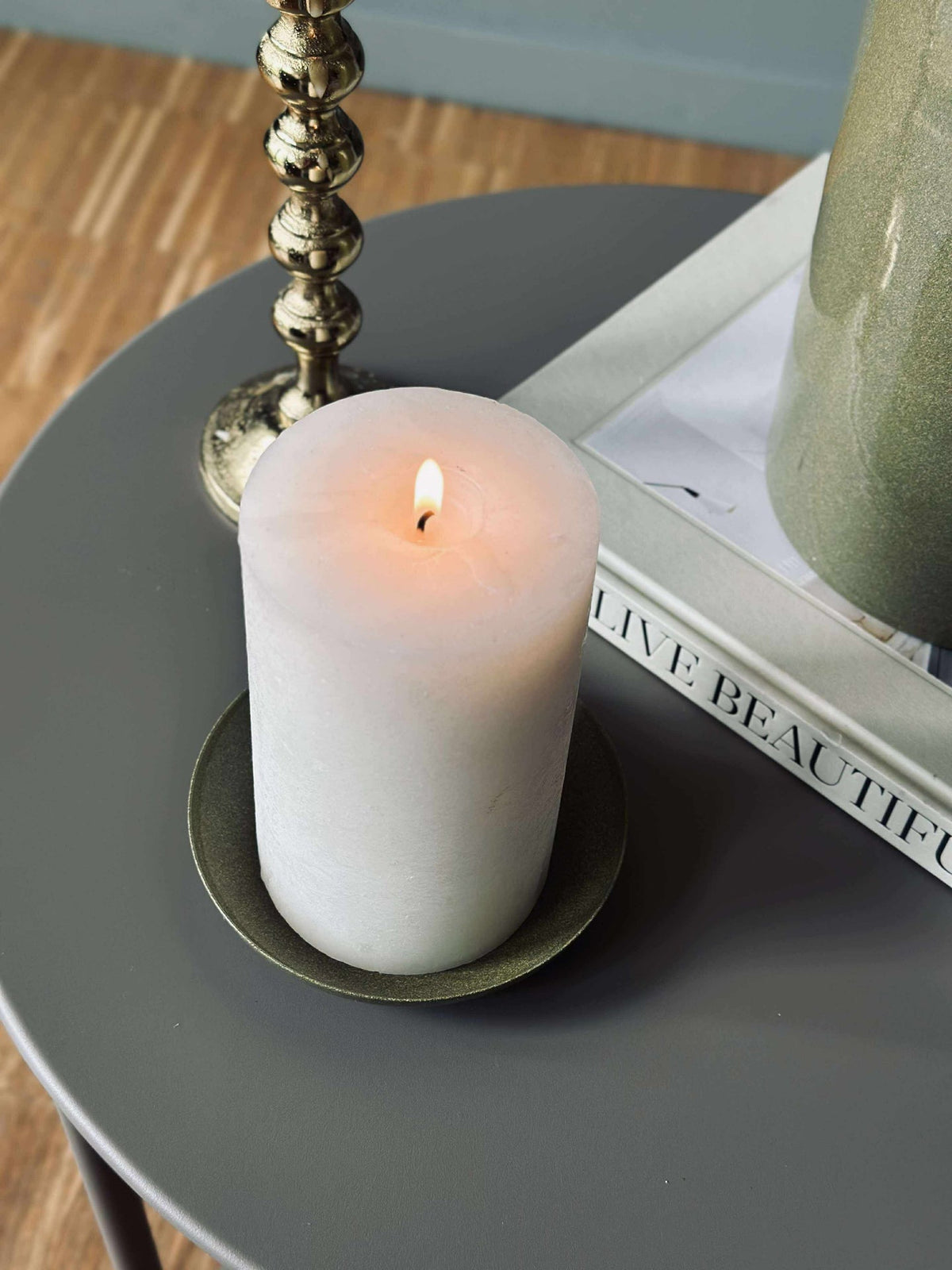 Plateau pour bougie vert