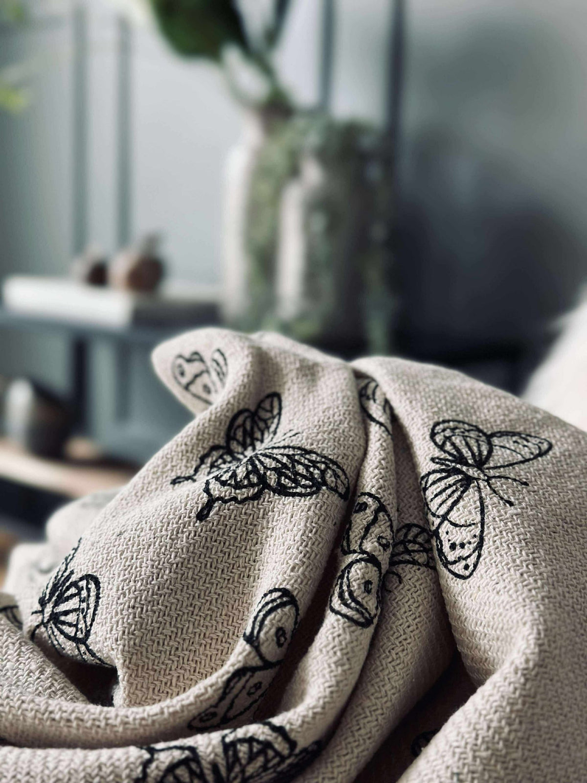 Plaid coton recyclé - Papillons