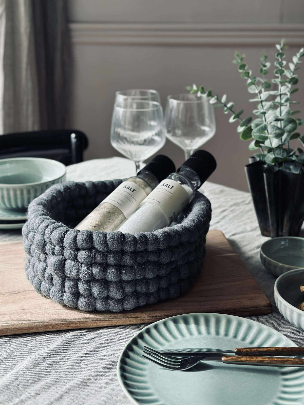 Panier en laine - Gris