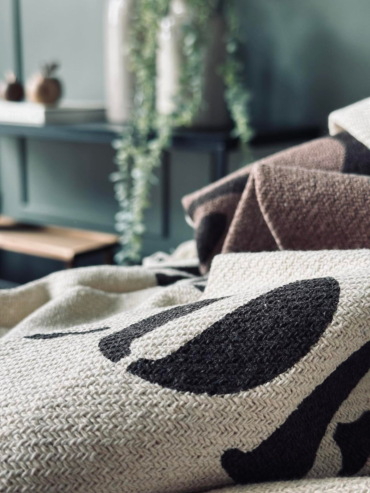 Plaid en coton recyclé - Coffee