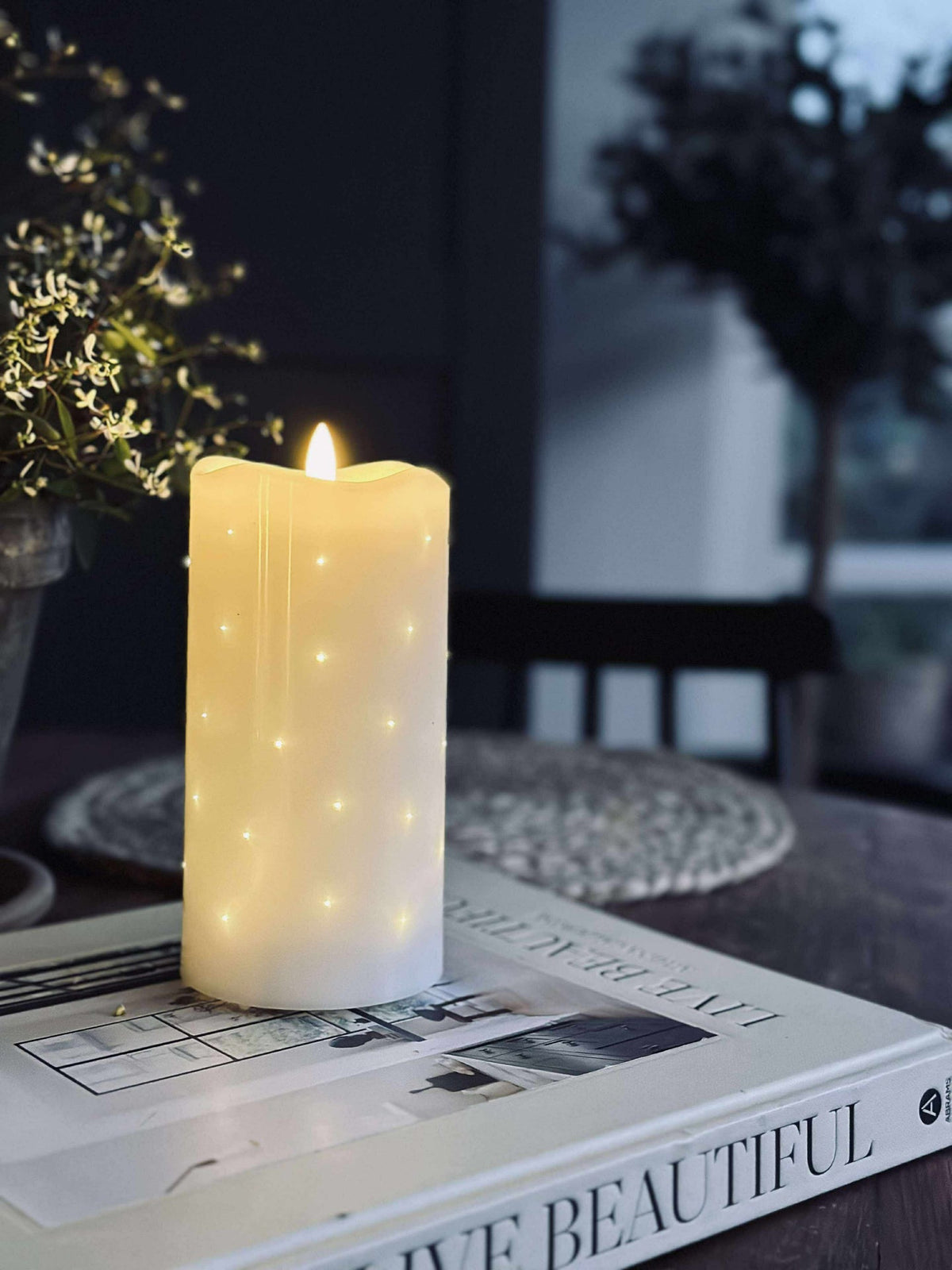 Bougie bloc LED White TWINKLE 15 cm