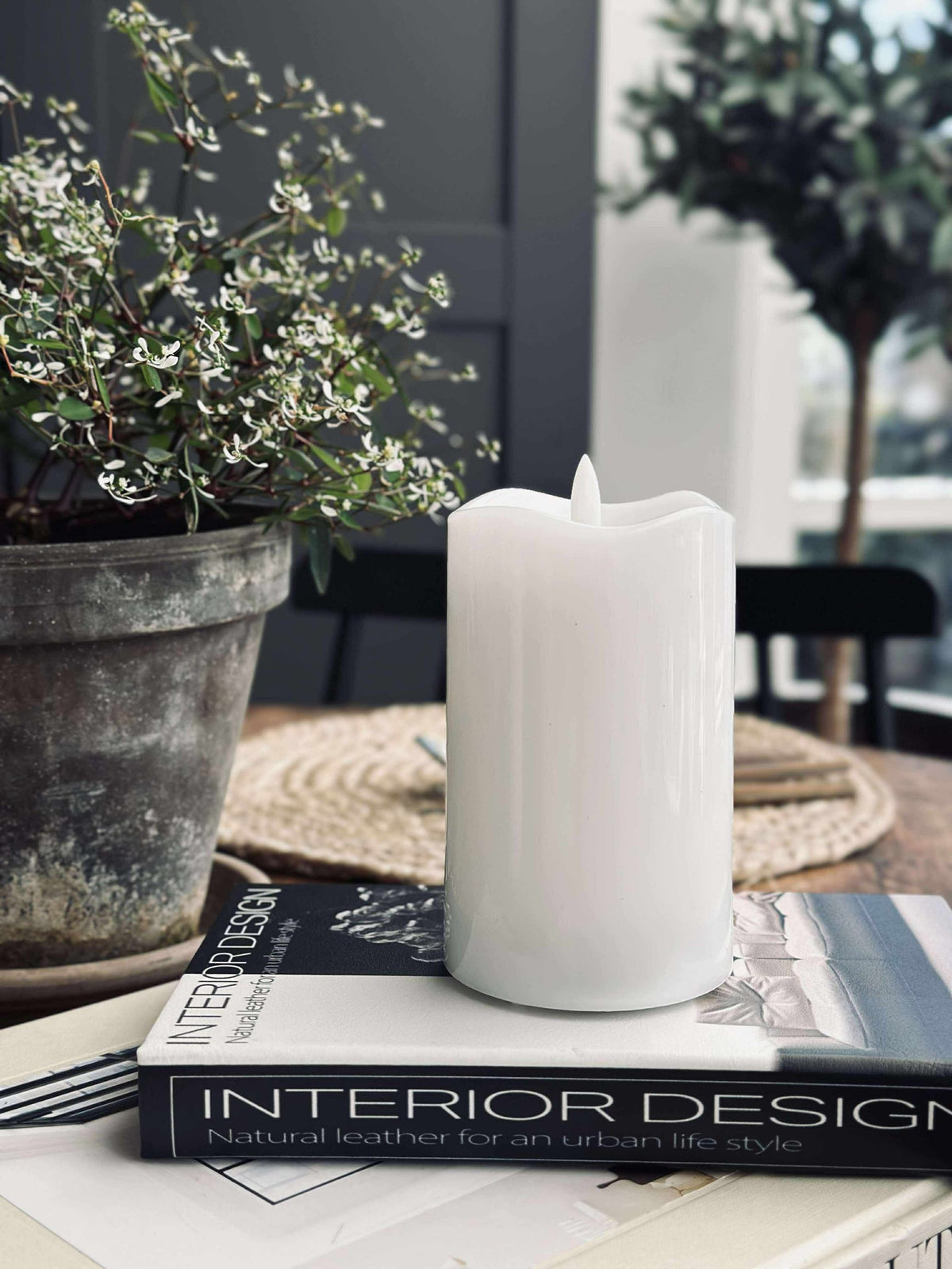 Bougie bloc LED White TWINKLE - 12,5 cm