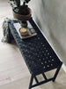 Banc avec assise tressée - Cuir noir