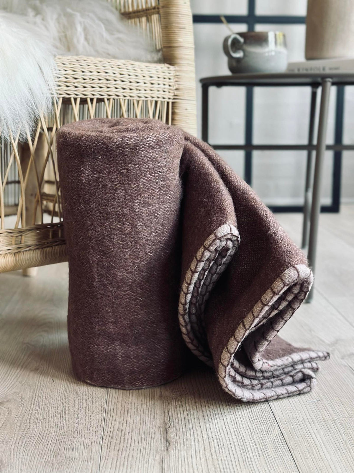 Plaid 100 % laine - Rose foncé