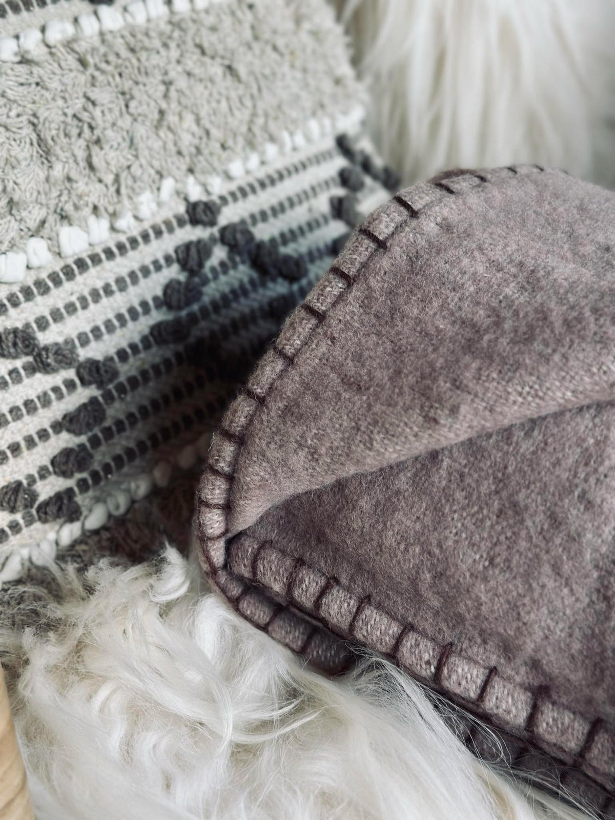 Plaid 100 % laine - Rose foncé