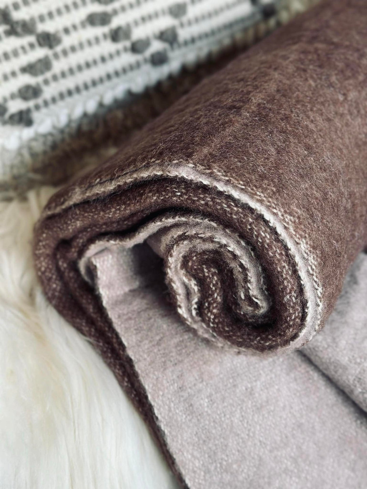 Plaid 100 % laine - Rose foncé