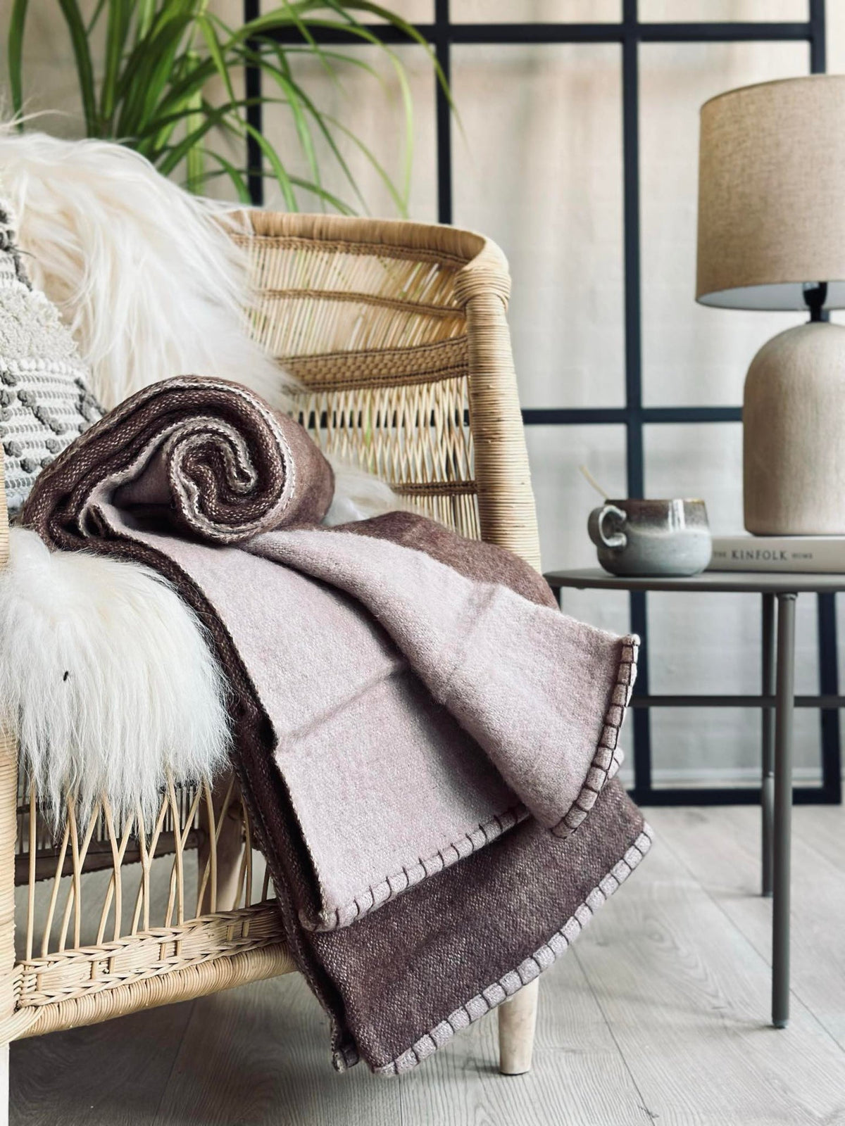 Plaid 100 % laine - Rose foncé