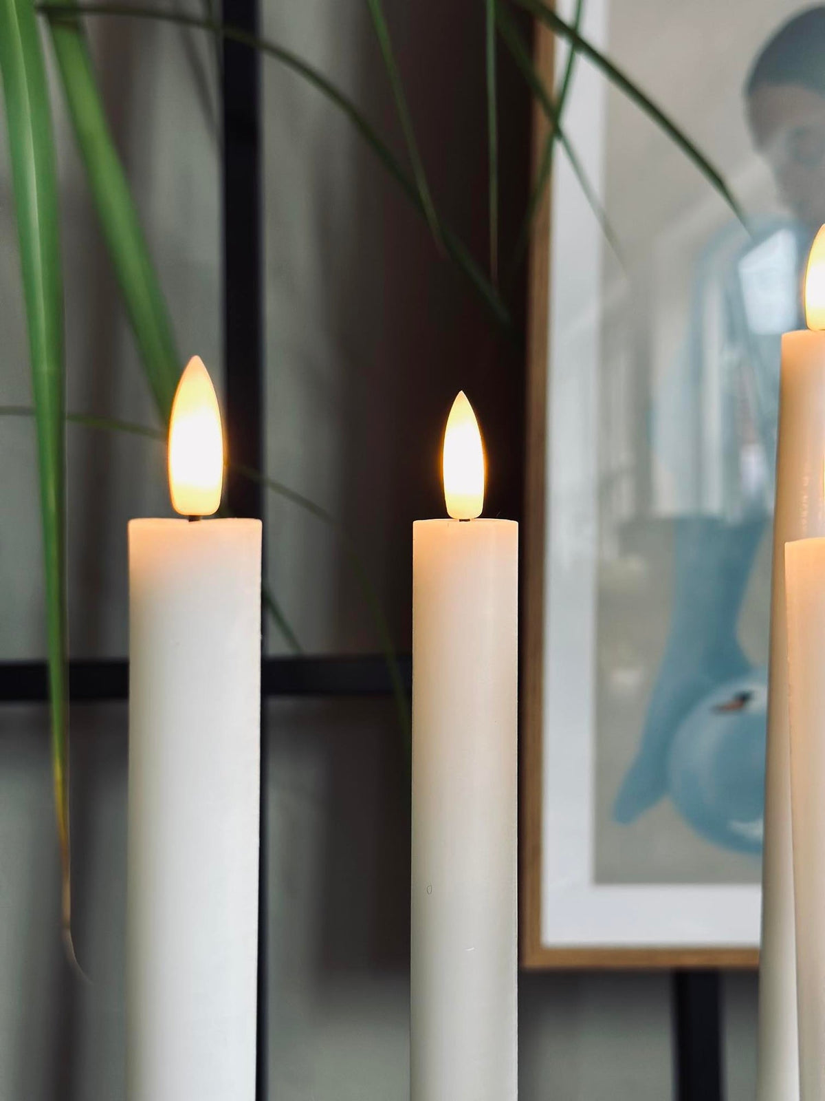 Bougies LED sur pied 4 pcs - Blanc