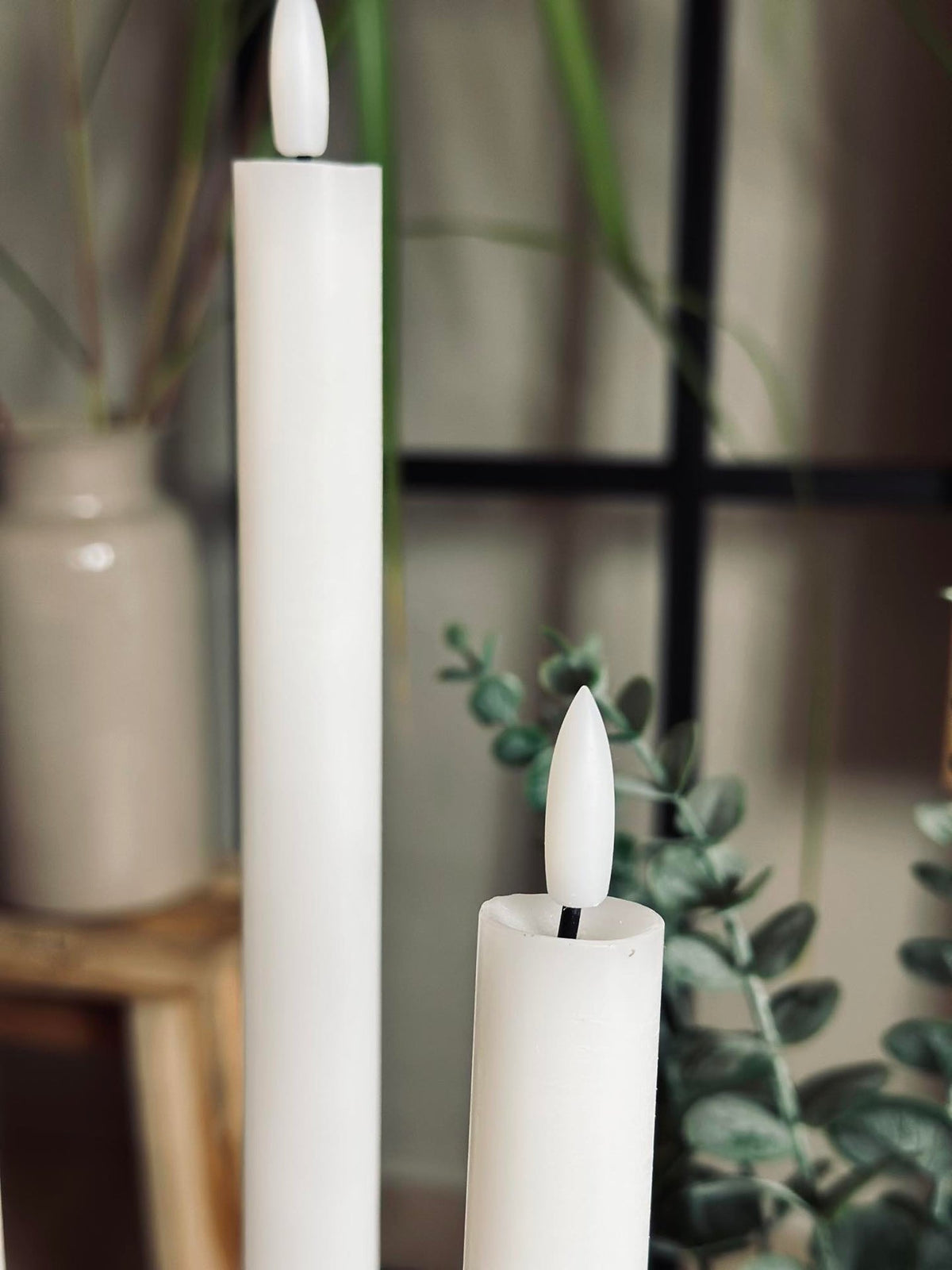 Bougies LED sur pied 4 pcs - Blanc