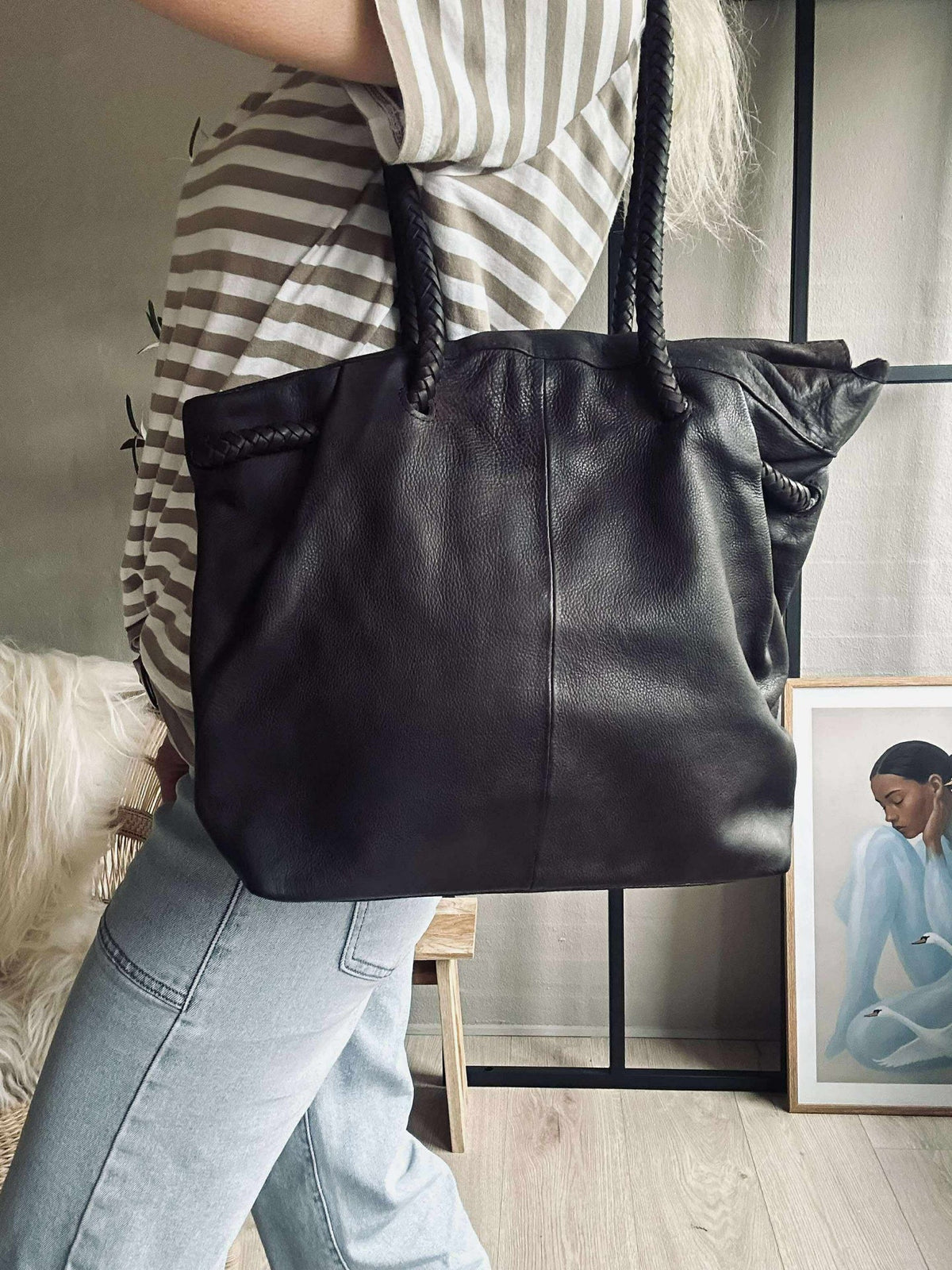 Sac bandoulière avec jolie bandoulière tressée - Brown