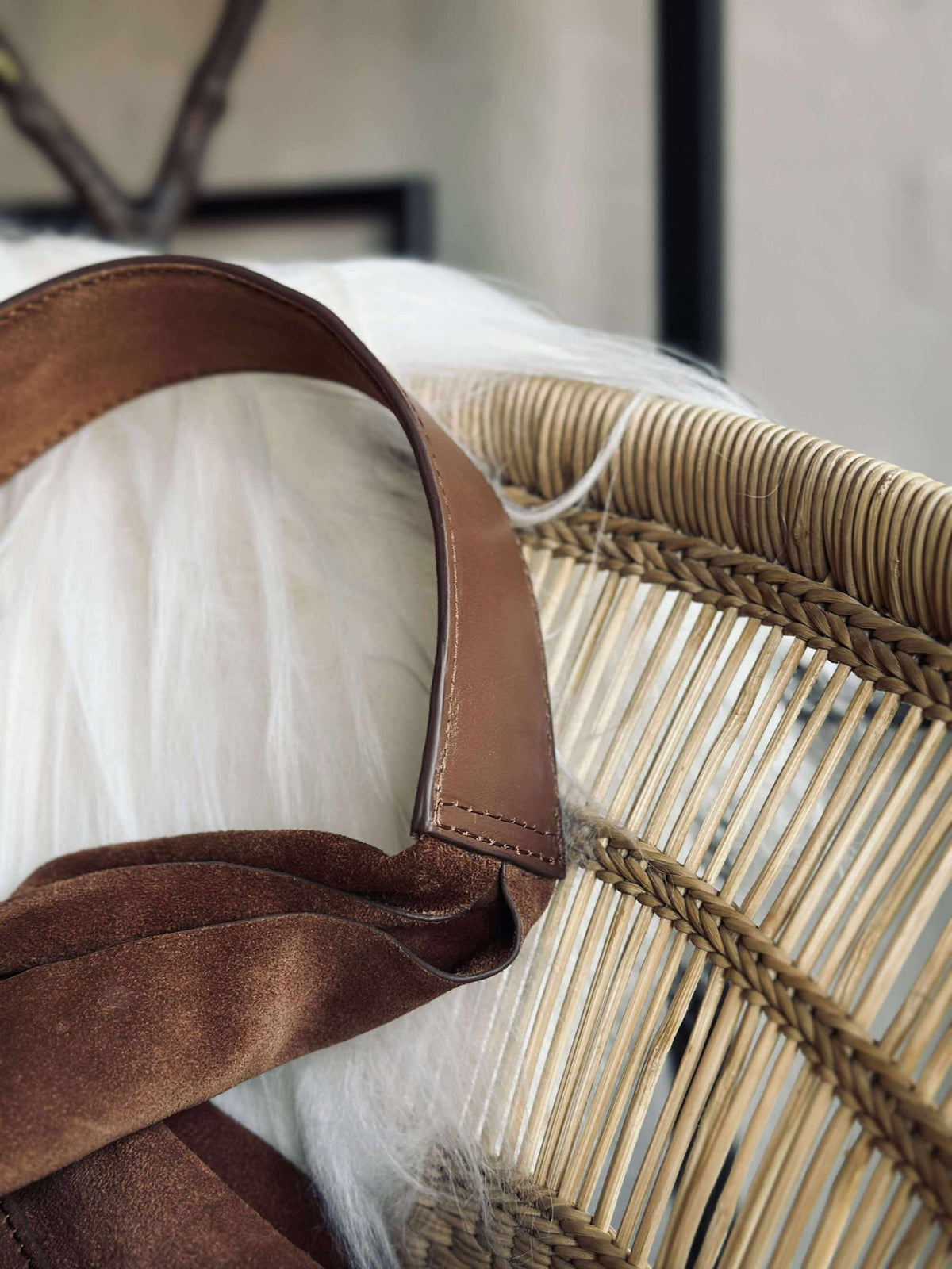 Shopper en daim souple - Cognac