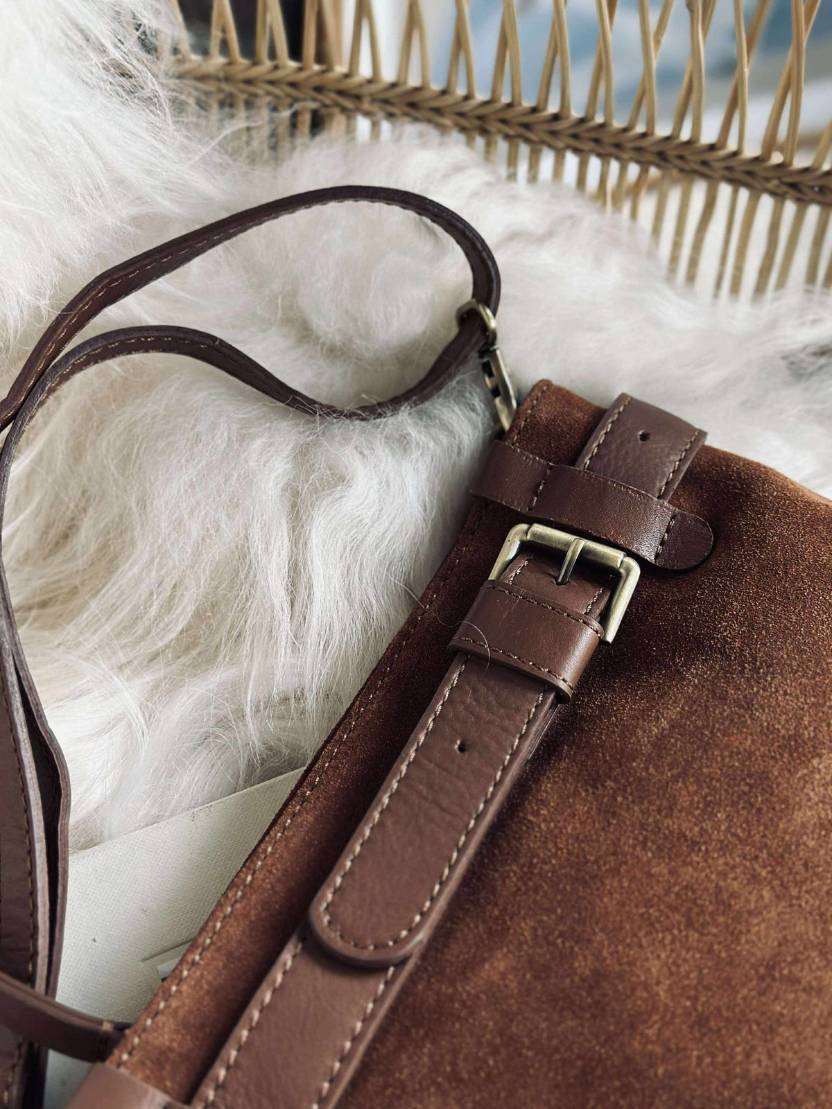 Pochette en daim - Cognac