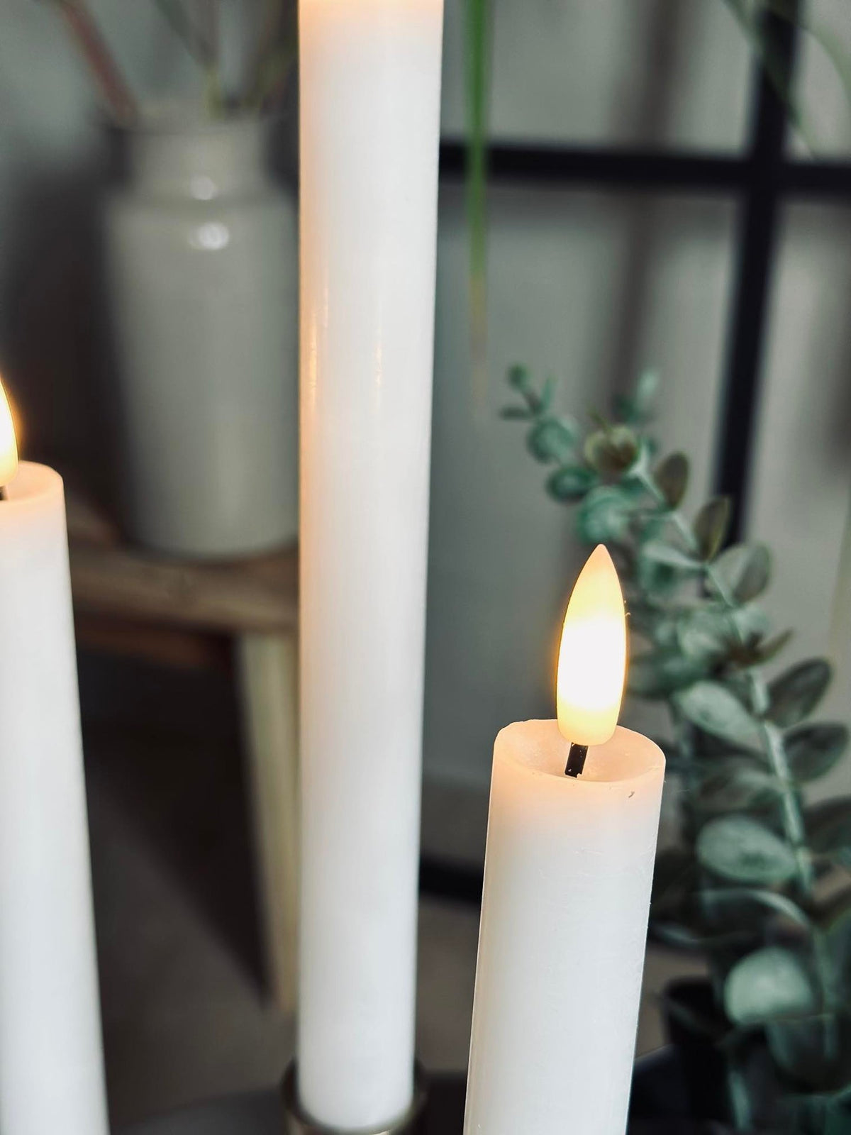 Bougies LED sur pied 4 pcs - Blanc