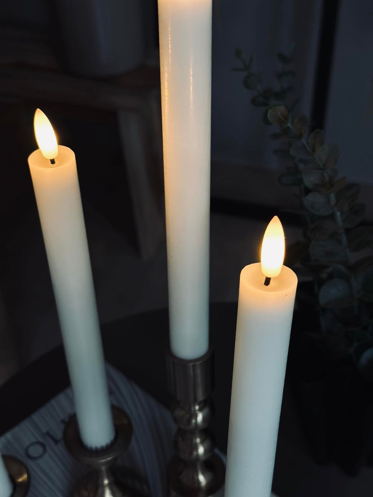 Bougies LED sur pied 4 pcs - Blanc