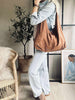 Shopper en daim souple - Cognac