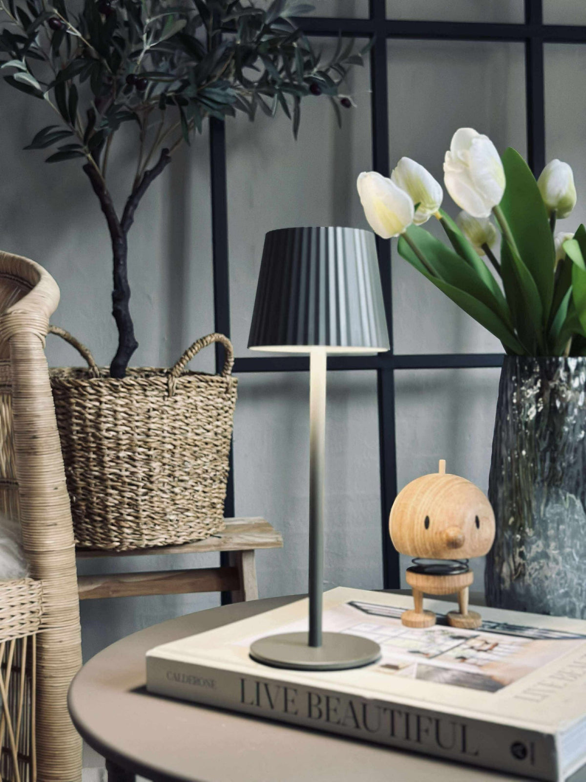 Lampe de table LED MILLA Taupe - rechargeable