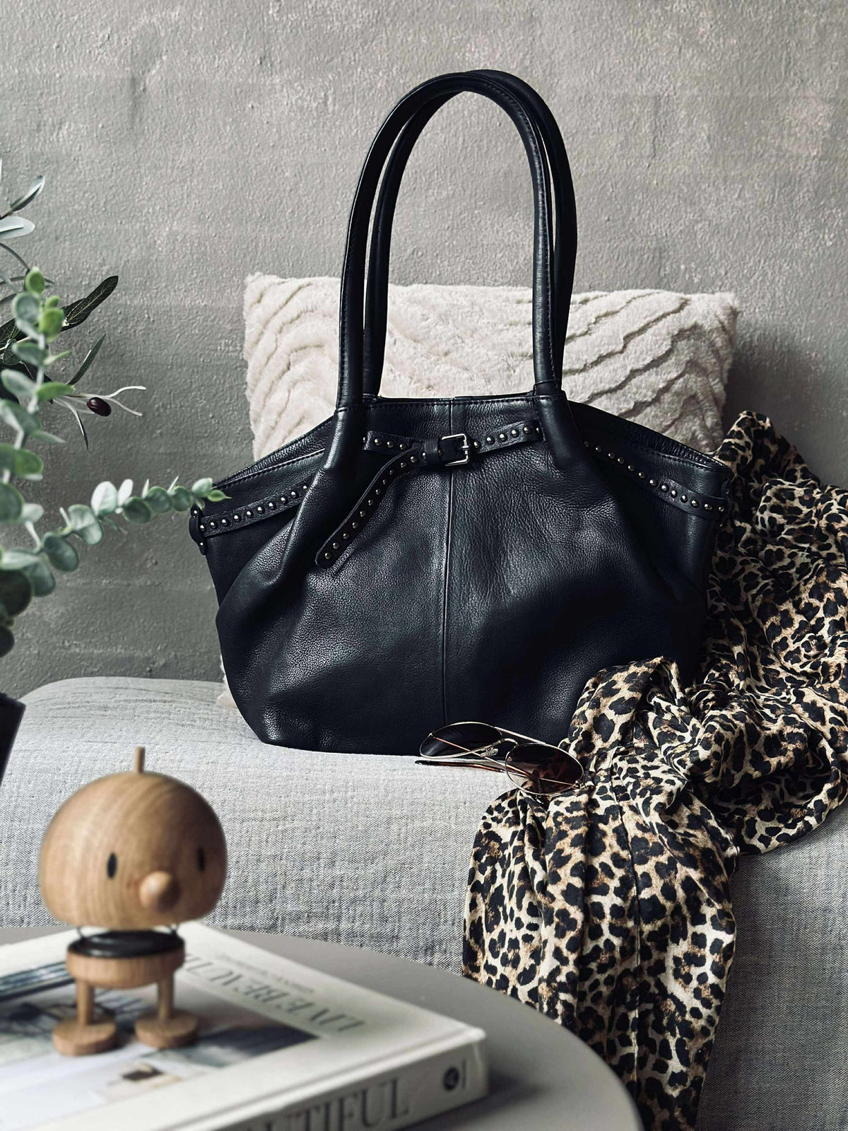 Sac bandoulière à clous - Black