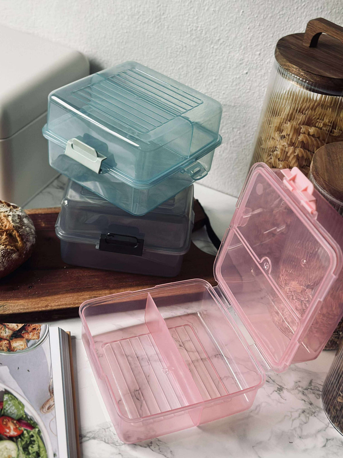 Boîte à repas avec compartiments - Rose