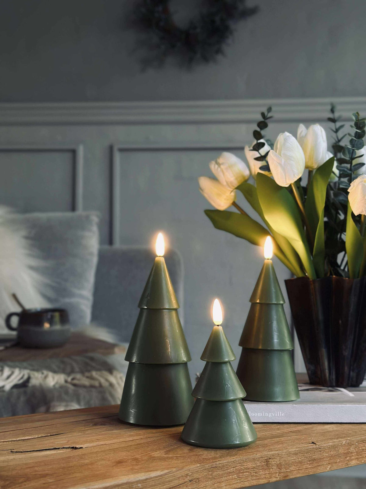 Sapin de Noël LED 3 pièces avec télécommande Vert