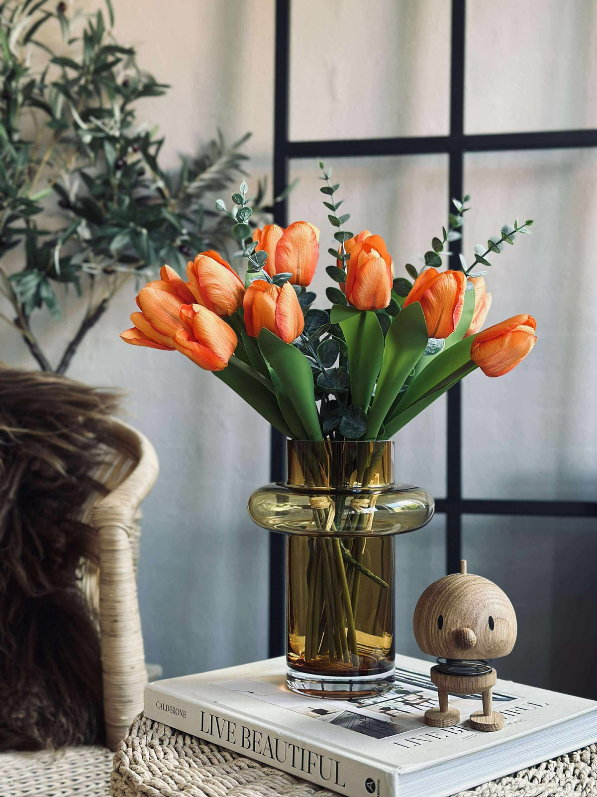 Vase en verre soufflé à la bouche - Lyngby amber