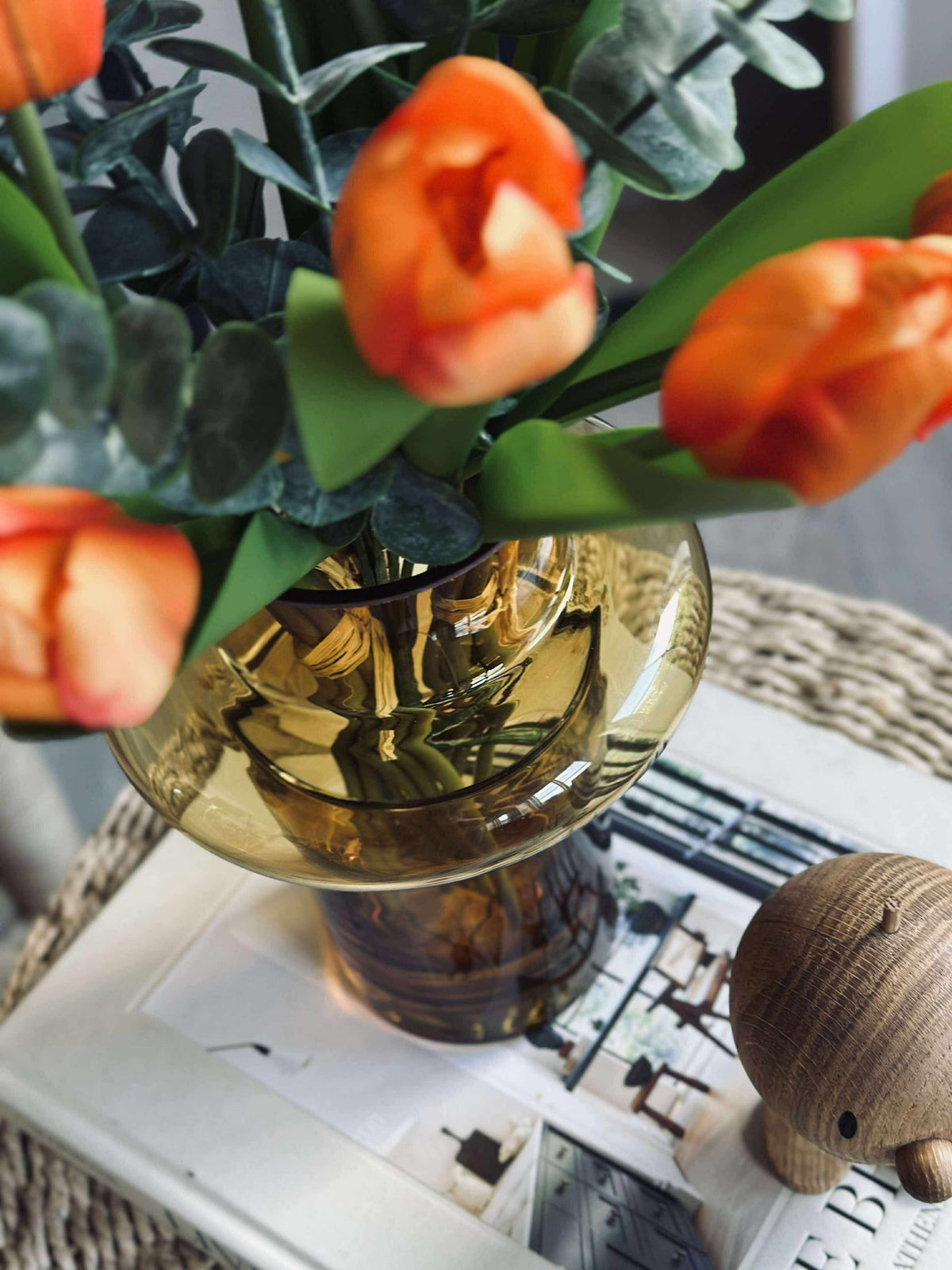 Vase en verre soufflé à la bouche - Lyngby amber