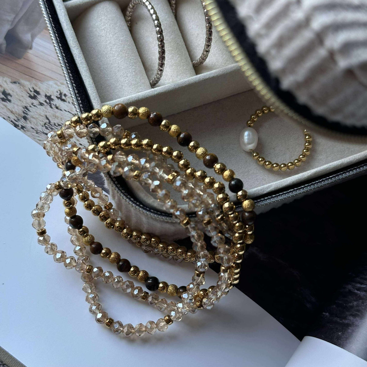 Bracelet Ofelia Tiger Eye - Ensemble de 5 bracelets
