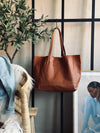 Shopper Daily en cuir souple - Cognac