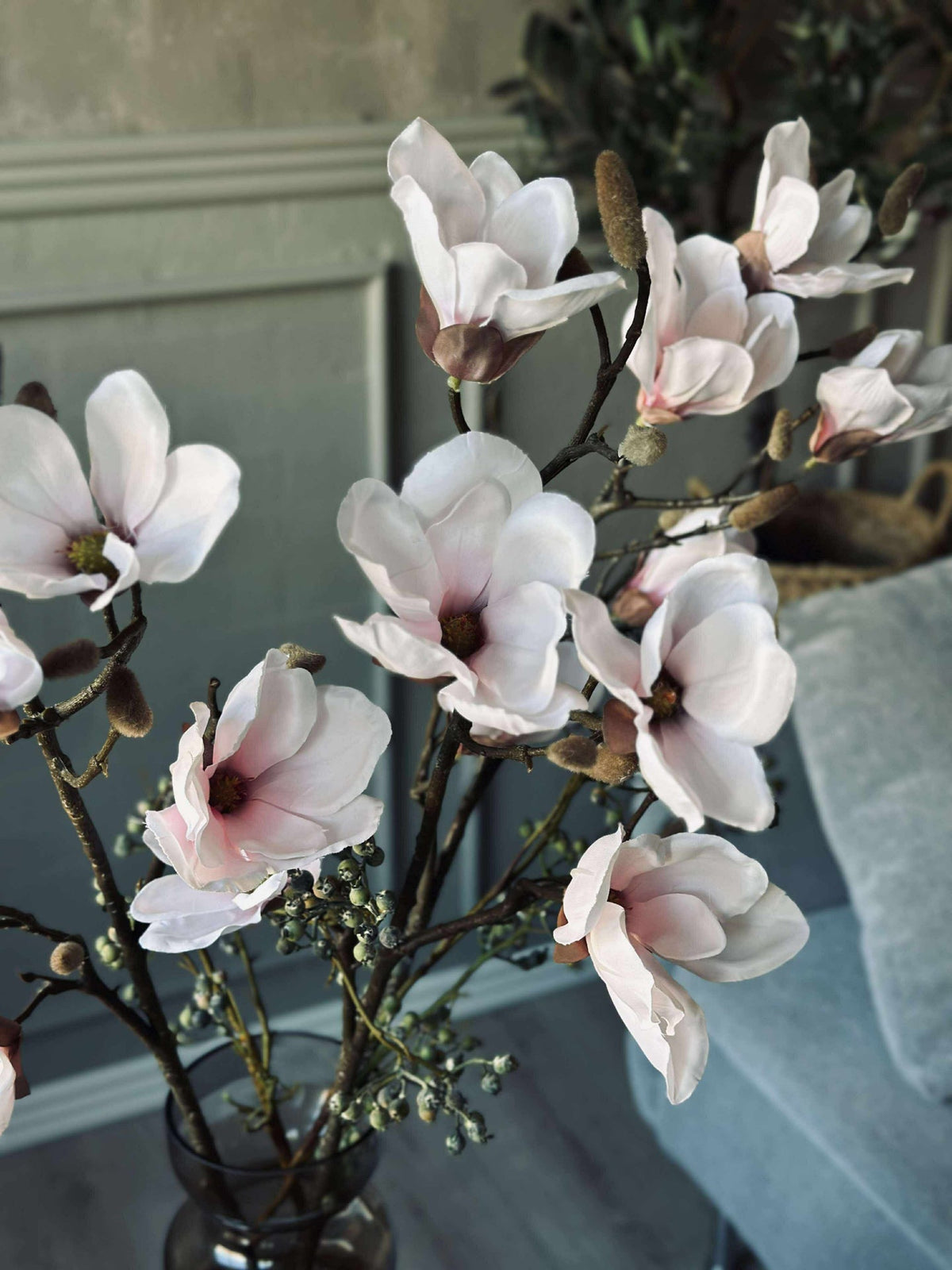 Branche de magnolia rose - 92 cm