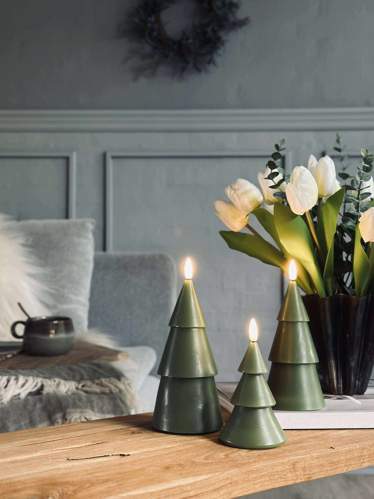 Sapin de Noël LED 3 pièces avec télécommande Vert