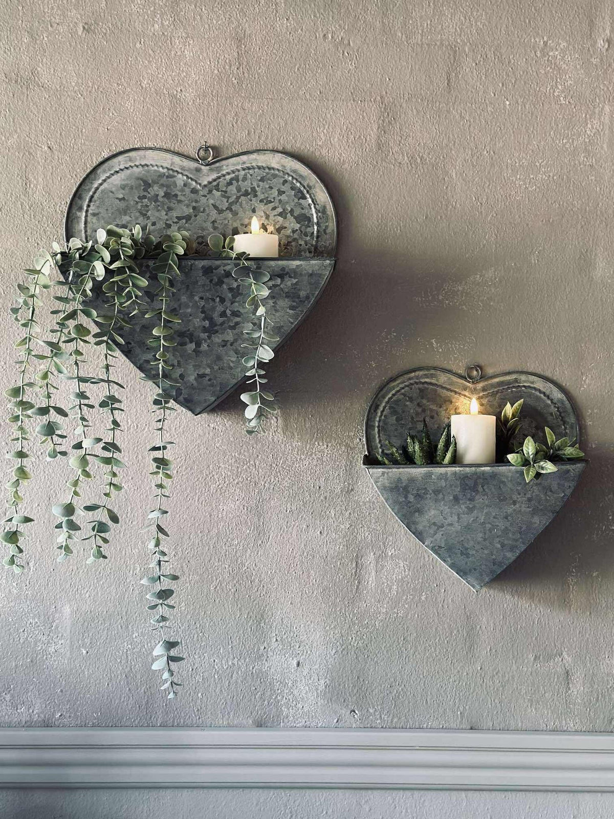 Paniers pour plantes Cœur Zinc - 2 pcs.