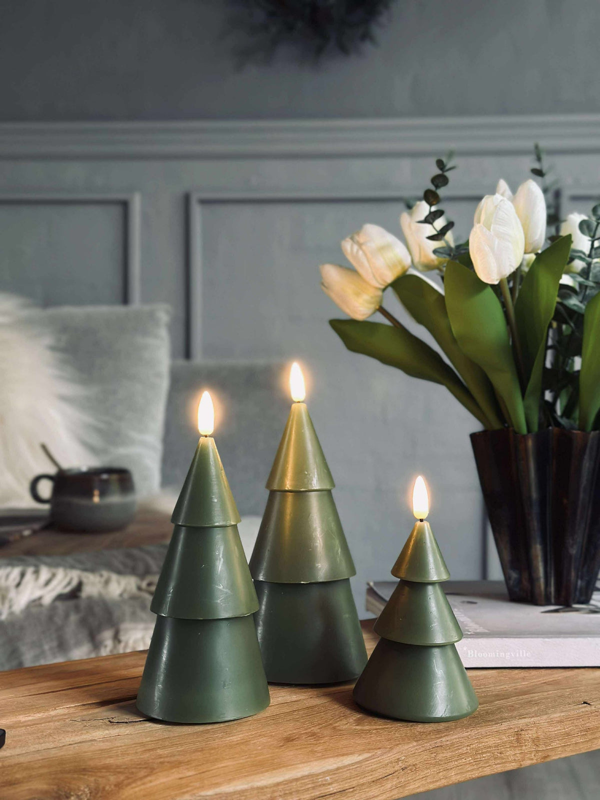 Sapin de Noël LED 3 pièces avec télécommande Vert