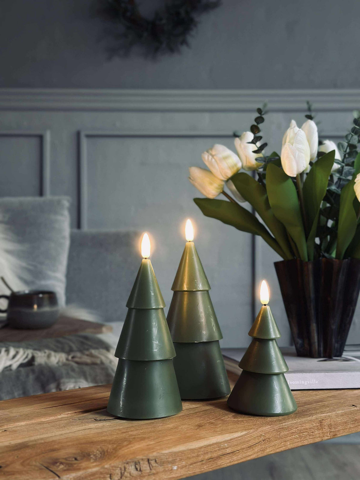 Sapin de Noël LED 3 pièces avec télécommande Vert