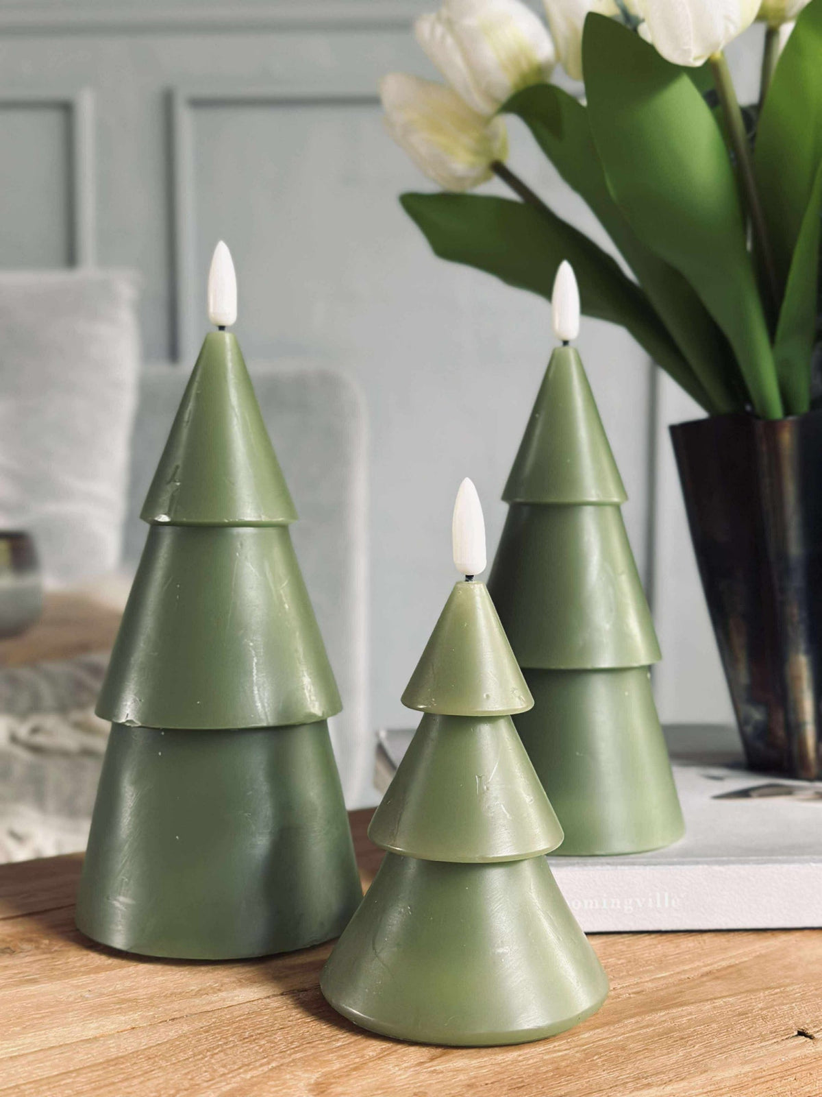 Sapin de Noël LED 3 pièces avec télécommande Vert