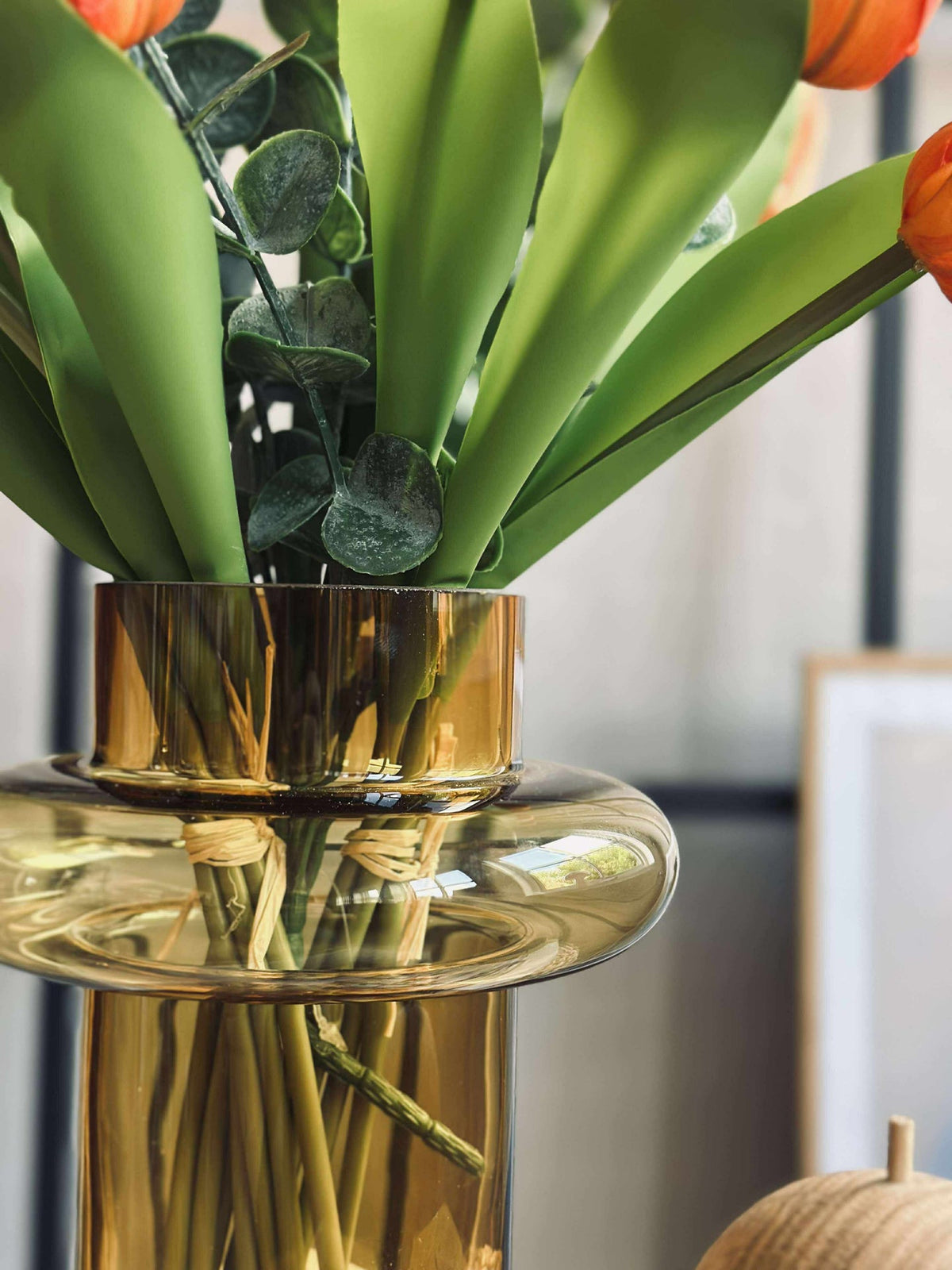 Vase en verre soufflé à la bouche - Lyngby amber