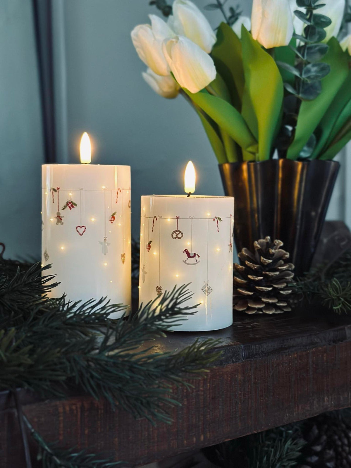 Bougie bloc LED TWINKLE CHRISTMAS - Lot de 2 pièces