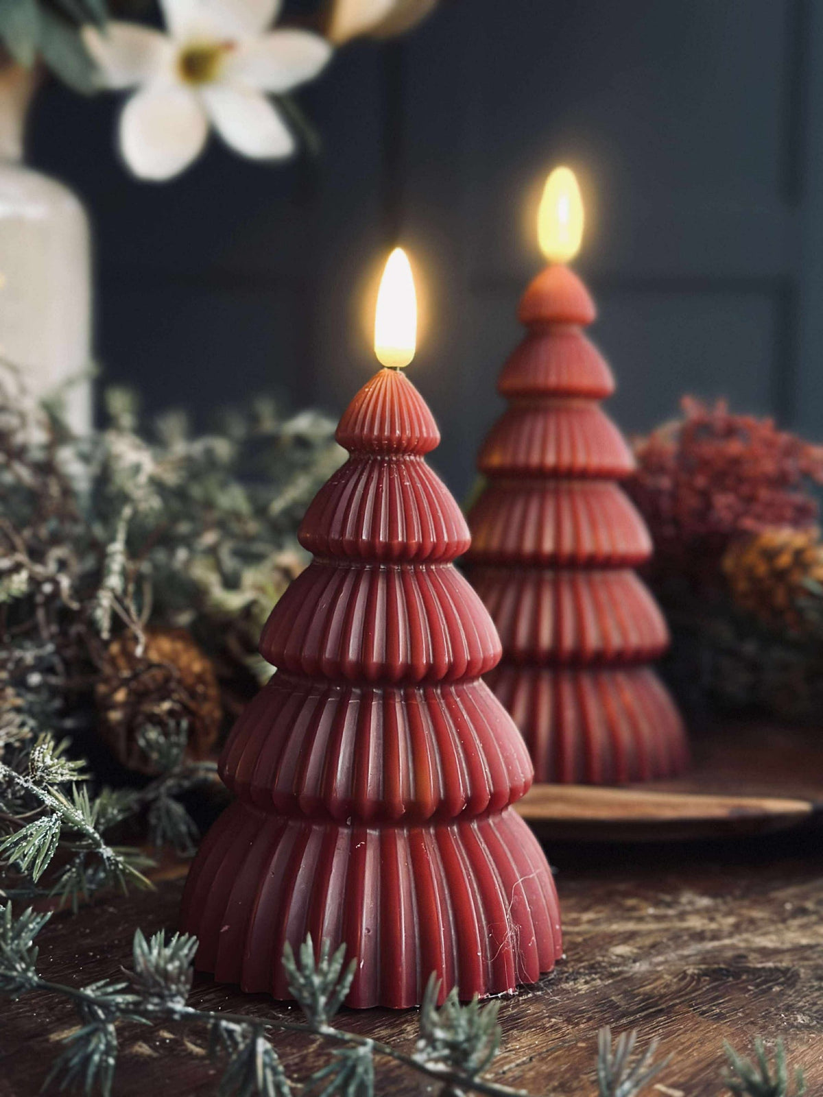 Sapins de Noël avec lumière LED - Lot de 2 pièces. Rouge